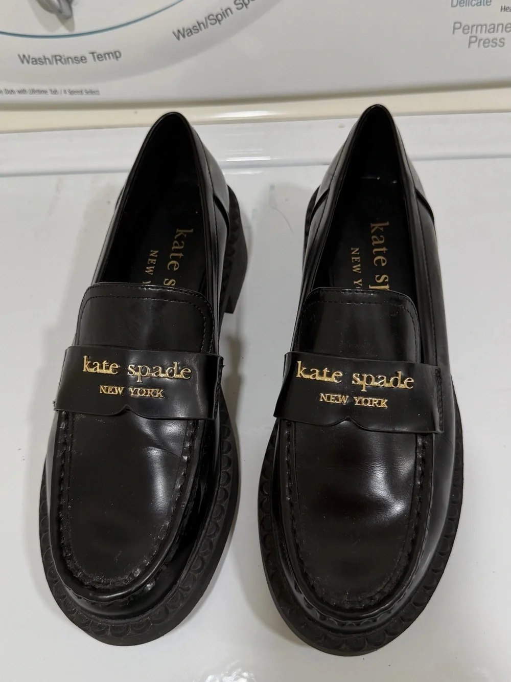 kate spade New York Women’s Black Leather Penny Loafers